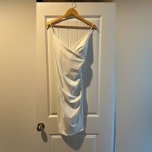 Halara Softlyzero Airy Crossover Ruched Lace Up Cool Touch Dress - White